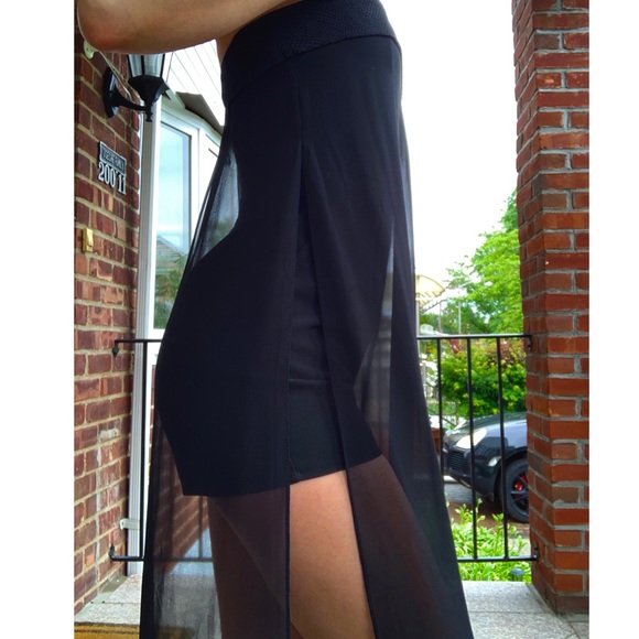 Flowy Black Chiffon Romper - Size S - Picture 2 of 6